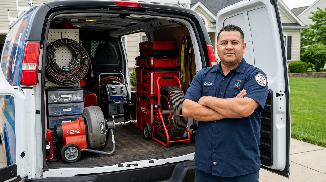 Professional drain cleaning equipment and Johns Plumbing LLC plumber in Naperville