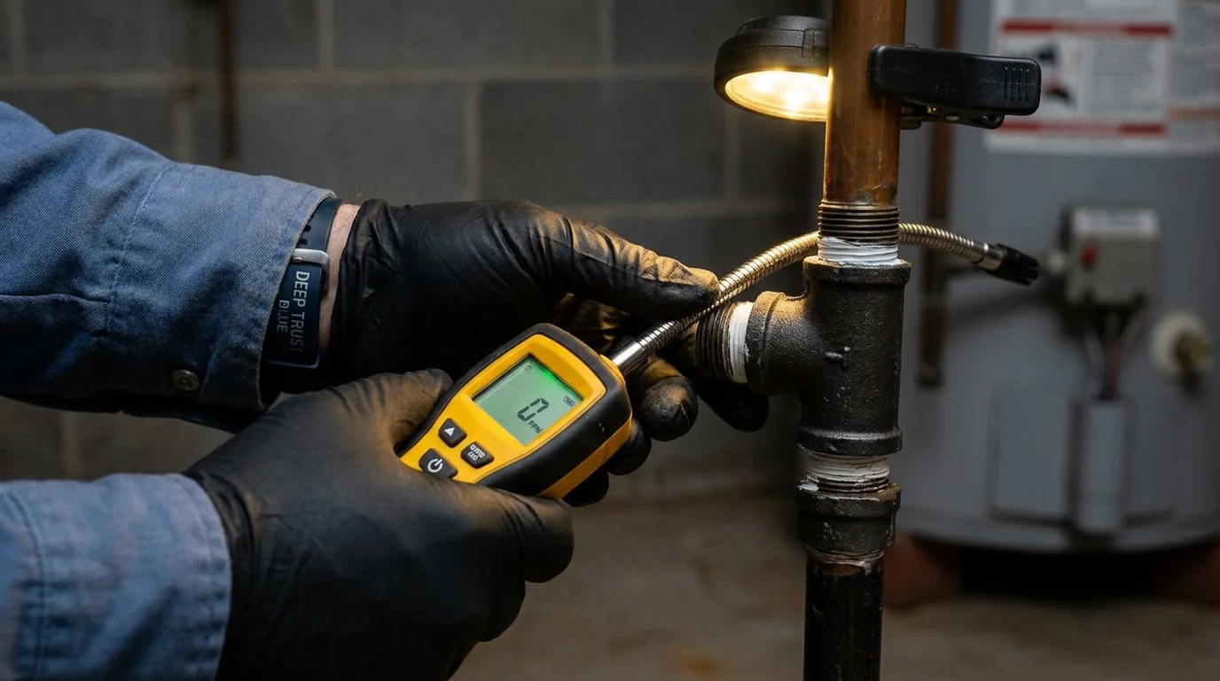 Gas leak detection with electronic sniffer by Johns Plumbing LLC in Naperville