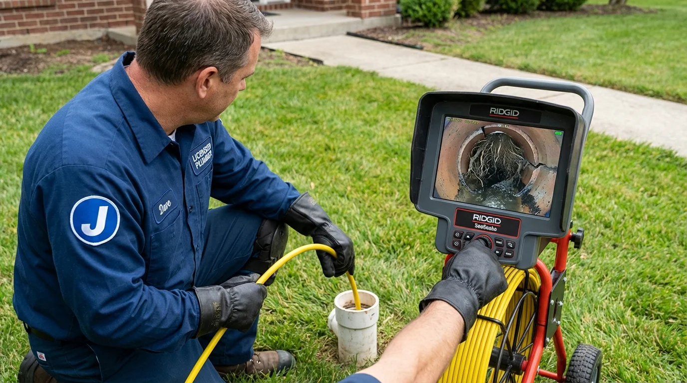 Sewer camera inspection being performed by Johns Plumbing LLC in Naperville